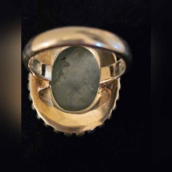 Doug Paulus DP Oxidized Sterling Silver Milky Aquamarine Ring Sz 7 - Picture 4 of 4